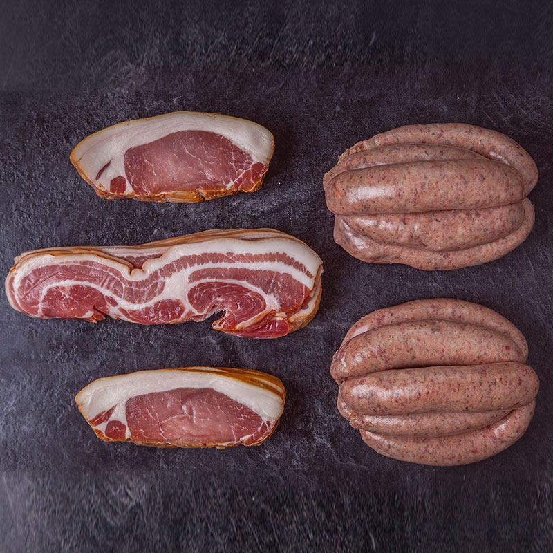 A selection of raw Tamworth pork joints