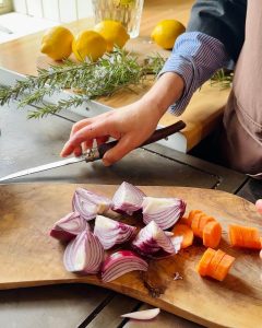 Preparing vegetables 